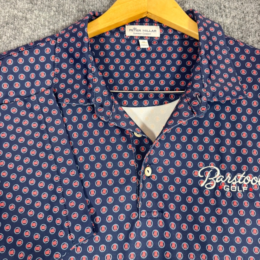 Peter Millar Barstool Golf Polo Shirt Mens XL Navy Blue Performance Spandex EUC
